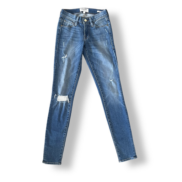 Frame Denim Le Skinny de Jeanne Jeans Distressed Size 24 - Picture 2 of 10